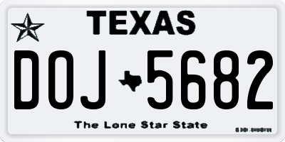 TX license plate DOJ5682