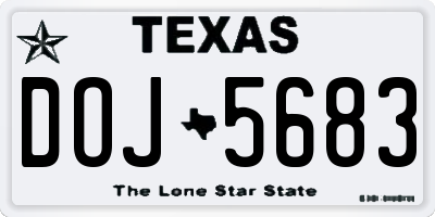 TX license plate DOJ5683
