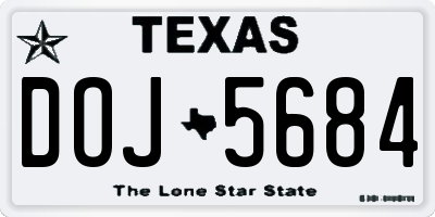 TX license plate DOJ5684