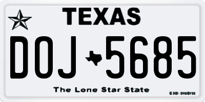 TX license plate DOJ5685