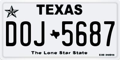 TX license plate DOJ5687