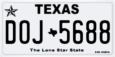 TX license plate DOJ5688