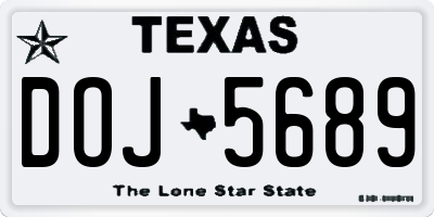 TX license plate DOJ5689