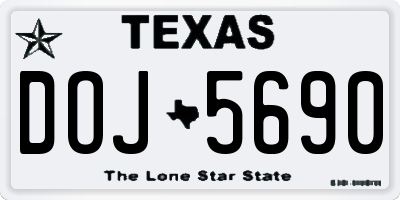 TX license plate DOJ5690
