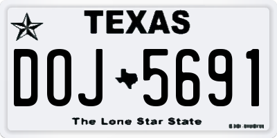 TX license plate DOJ5691