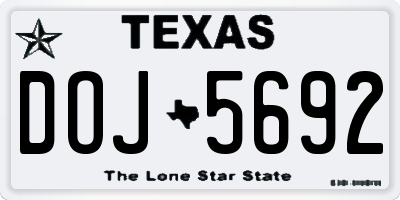 TX license plate DOJ5692