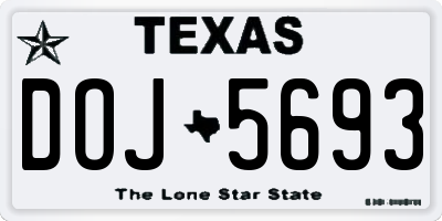 TX license plate DOJ5693