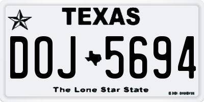 TX license plate DOJ5694