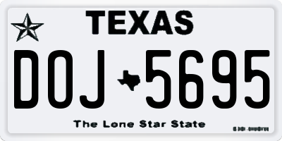 TX license plate DOJ5695