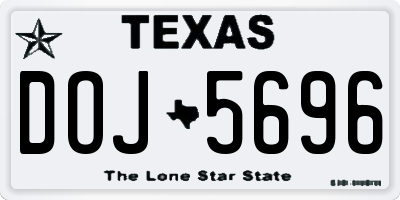 TX license plate DOJ5696