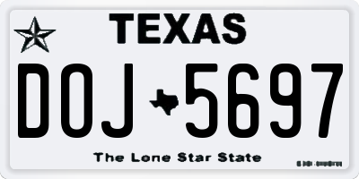 TX license plate DOJ5697