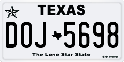 TX license plate DOJ5698