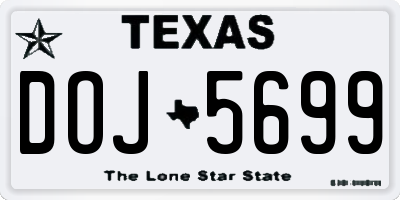 TX license plate DOJ5699