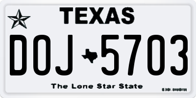 TX license plate DOJ5703