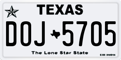 TX license plate DOJ5705