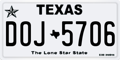 TX license plate DOJ5706
