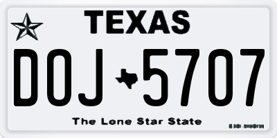 TX license plate DOJ5707