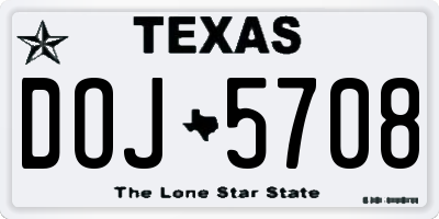 TX license plate DOJ5708