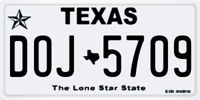 TX license plate DOJ5709