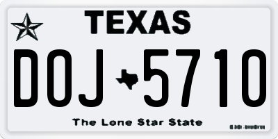 TX license plate DOJ5710
