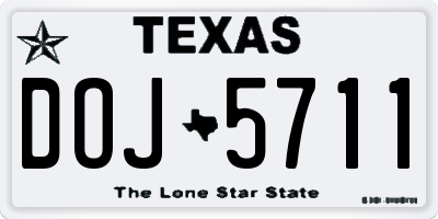 TX license plate DOJ5711