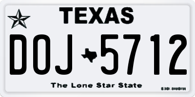 TX license plate DOJ5712