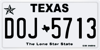 TX license plate DOJ5713