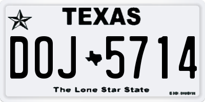 TX license plate DOJ5714