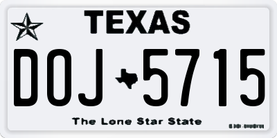 TX license plate DOJ5715