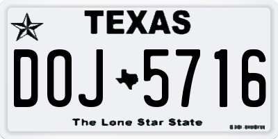 TX license plate DOJ5716