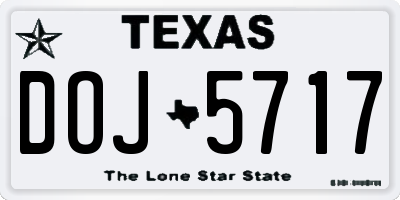 TX license plate DOJ5717