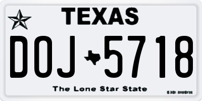 TX license plate DOJ5718