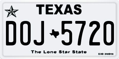 TX license plate DOJ5720