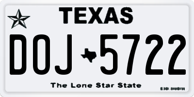 TX license plate DOJ5722