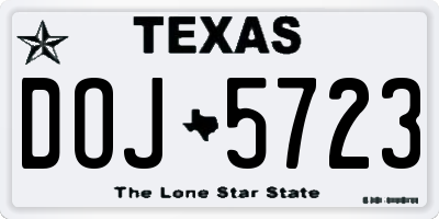 TX license plate DOJ5723