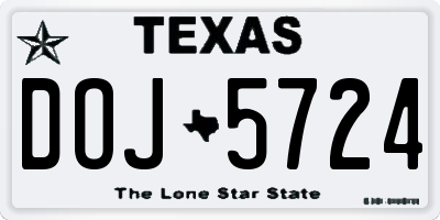 TX license plate DOJ5724