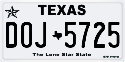 TX license plate DOJ5725