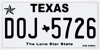 TX license plate DOJ5726