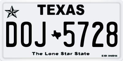 TX license plate DOJ5728