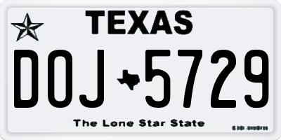 TX license plate DOJ5729