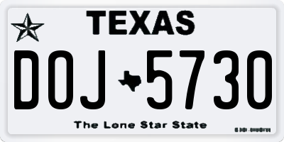 TX license plate DOJ5730