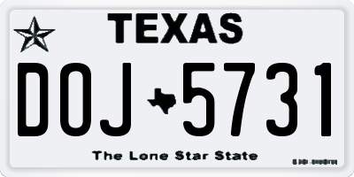 TX license plate DOJ5731