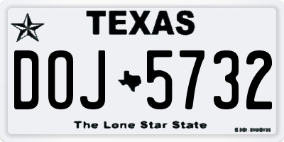 TX license plate DOJ5732