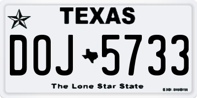 TX license plate DOJ5733