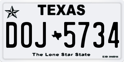 TX license plate DOJ5734
