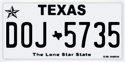 TX license plate DOJ5735