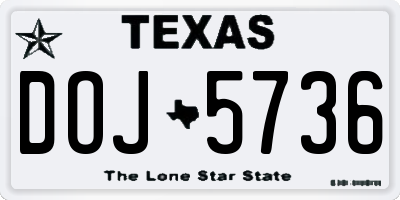 TX license plate DOJ5736