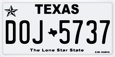TX license plate DOJ5737
