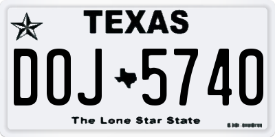 TX license plate DOJ5740