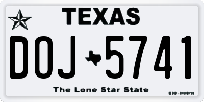 TX license plate DOJ5741